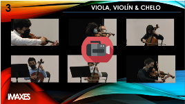 Actuación no auditorio de viola, violín e chelo